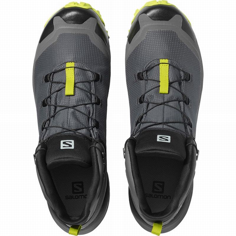 Black / Light Green Men's Salomon CROSS HIKE MID GORE-TEX Hiking Boots | 925-HPQGMC
