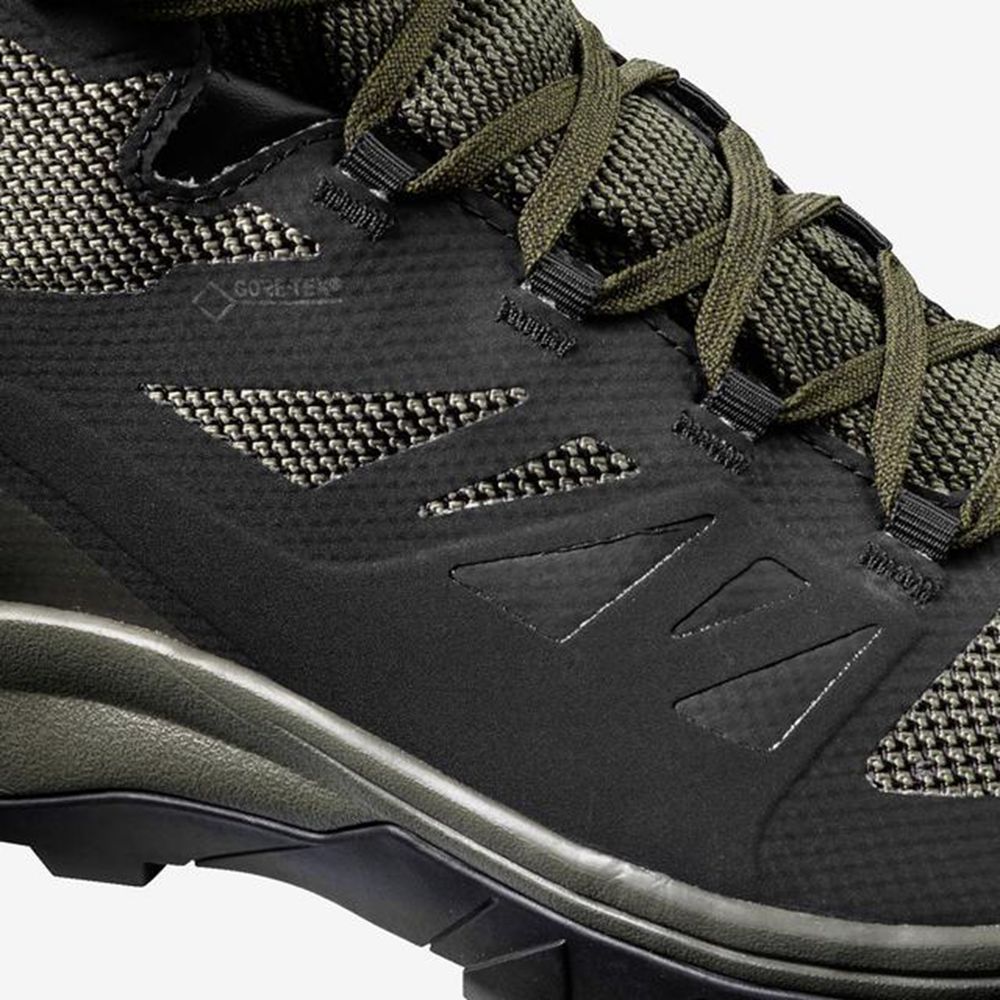 Black Men's Salomon OUTLINE MID GTX Hiking Shoes | 140-LAYNQS