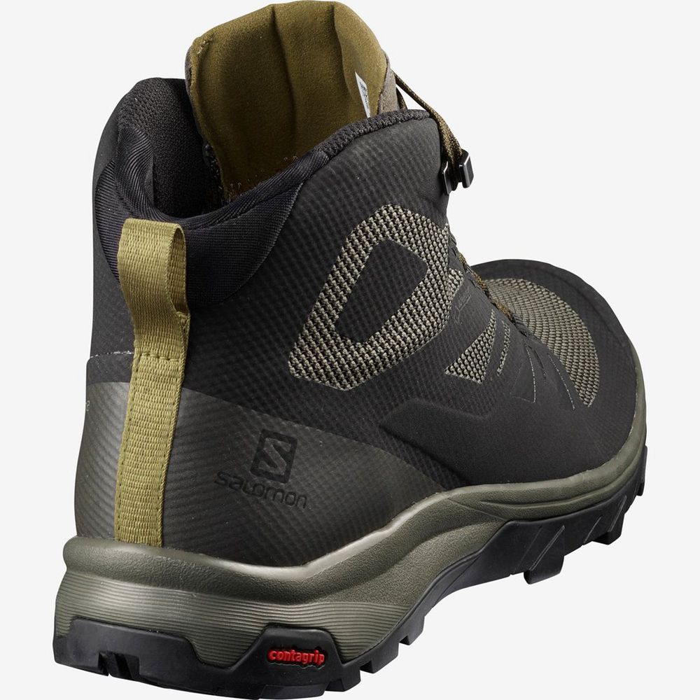 Black Men's Salomon OUTLINE MID GTX Hiking Shoes | 140-LAYNQS