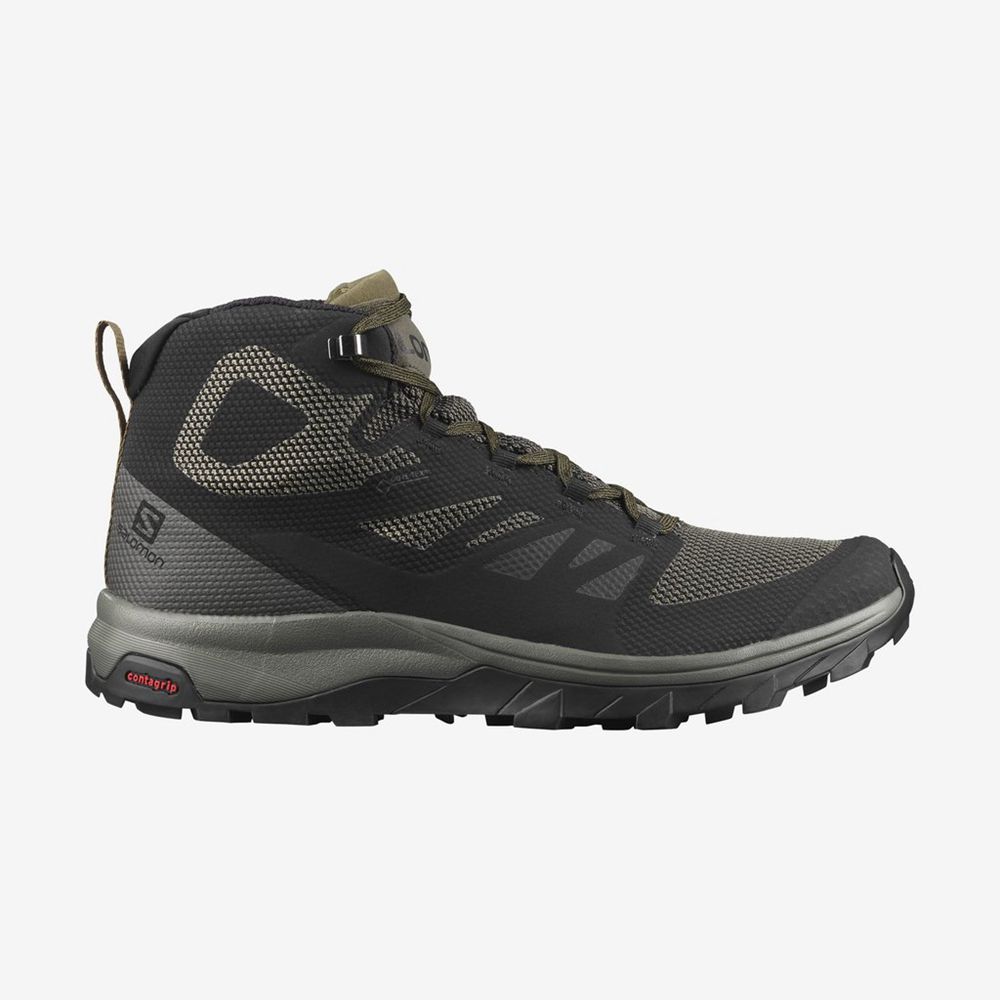 Black Men\'s Salomon OUTLINE MID GTX Hiking Shoes | 140-LAYNQS