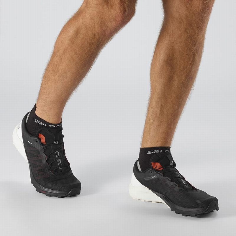 Black / White Men's Salomon SENSE PRO 4 Trail Running Shoes | 172-EMGAQW