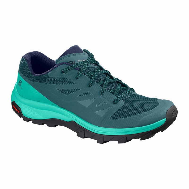 Dark Green / Turquoise Women\'s Salomon OUTLINE Hiking Shoes | 095-TXHPRK