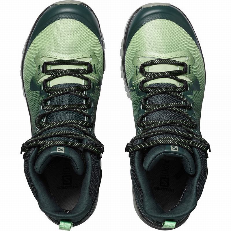 Green / Grey Women's Salomon VAYA MID GORE-TEX Hiking Shoes | 592-PYLJFQ