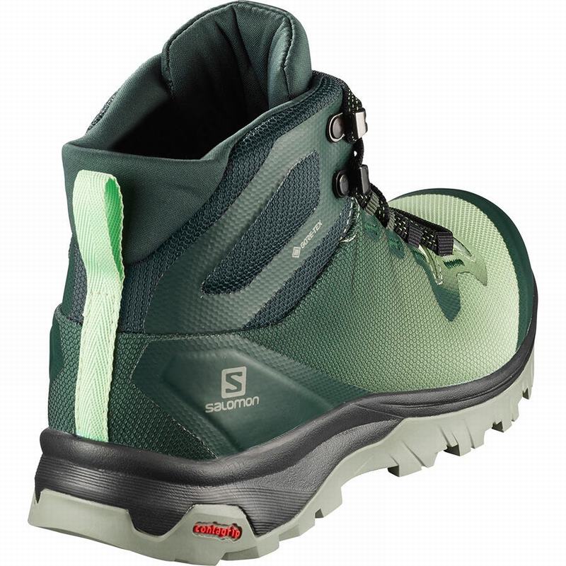 Green / Grey Women's Salomon VAYA MID GORE-TEX Hiking Shoes | 592-PYLJFQ