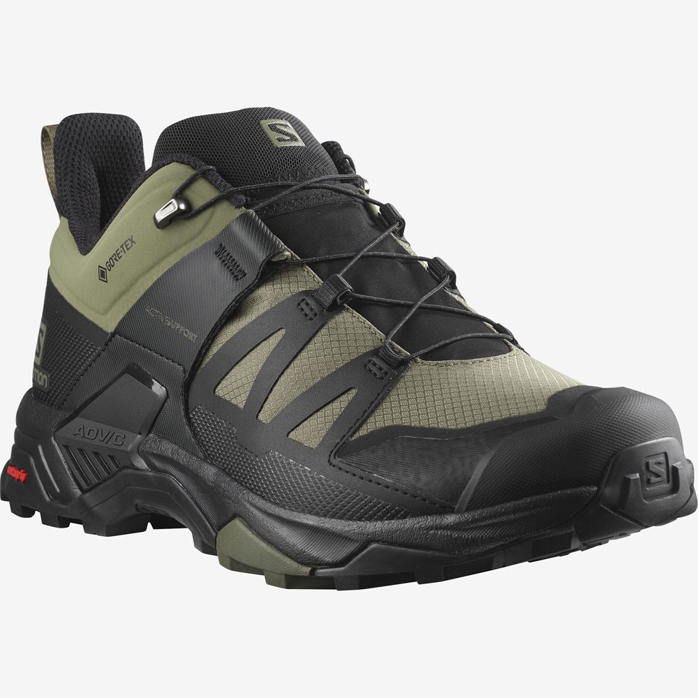 Green Men's Salomon X ULTRA 4 WIDE GORE-TEX Hiking Shoes | 510-QBLFUS
