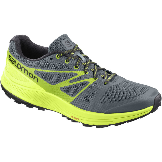 Grey / Yellow Men\'s Salomon SENSE ESE Trail Running Shoes | 615-VSDKRO