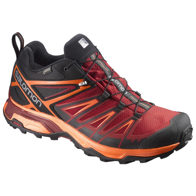 Red / Orange Men\'s Salomon X ULTRA 3 GTX Hiking Shoes | 168-PBAWFQ