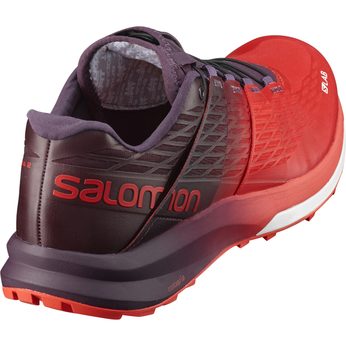 Red / Purple Men's Salomon S/LAB ULTRA Trail Running Shoes | 098-PTMFZA