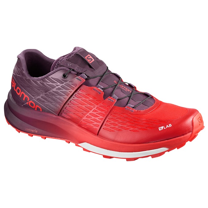 Red / Purple Men\'s Salomon S/LAB ULTRA Trail Running Shoes | 098-PTMFZA