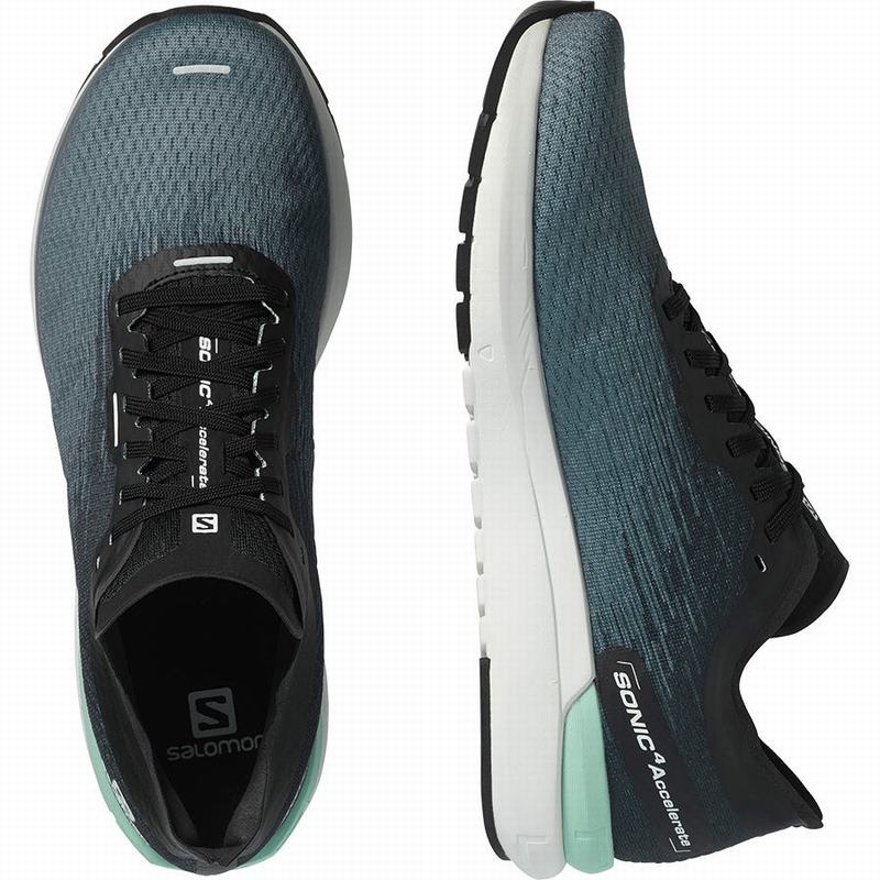 White / Black Men's Salomon SONIC 4 ACCELERATE Running Shoes | 260-ZNYEKP