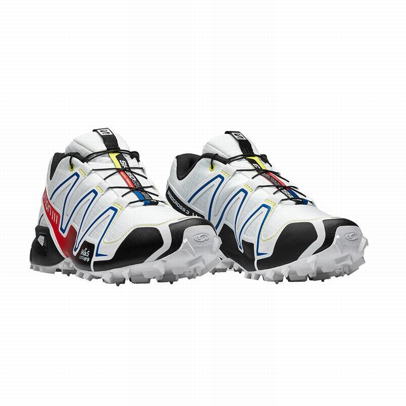 White / Black Men's Salomon SPEEDCROSS 3 RACING Trail Running Shoes | 478-ILWFKX