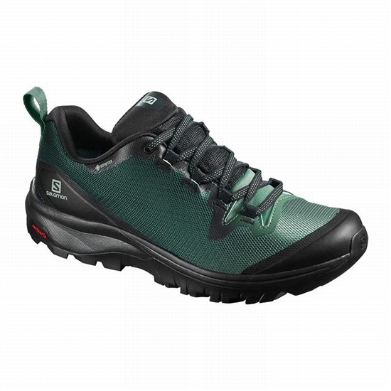 Black / Green Women's Salomon VAYA GORE-TEX Hiking Shoes | 302-BNFRYP