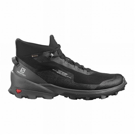 Black Men's Salomon CROSS OVER CHUKKA GORE-TEX Hiking Shoes | 076-GXASWI