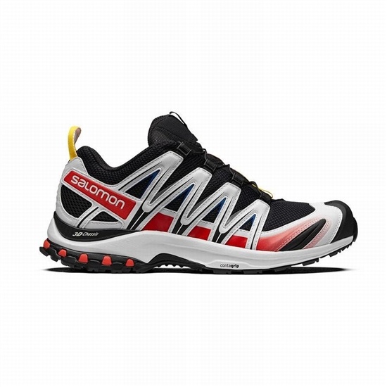 Black / White Men's Salomon XA PRO 3D RACING Trail Running Shoes | 184-AORUVM