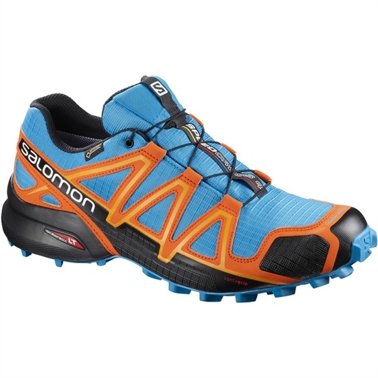 Blue / Orange / Black Men's Salomon SPEEDCROSS 4 GTX Trail Running Shoes | 380-FOMYZS