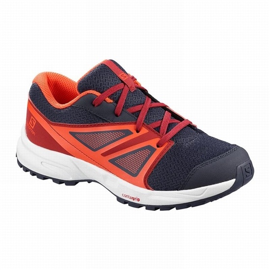 Blue / Red Kids' Salomon SENSE J Trail Running Shoes | 487-PWFIQR