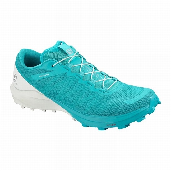 Blue / White Women's Salomon SENSE PRO 4 Trail Running Shoes | 149-UMVKST