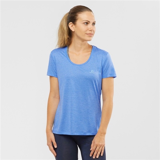 Blue Women's Salomon AGILE Road Running Short Sleeve T Shirts | 963-YRVUJX