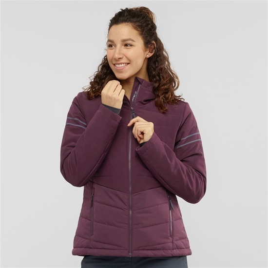 Burgundy Women's Salomon EDGE Woinsulated Jacket Hoodie Ski Jackets | 038-ZHXTEA