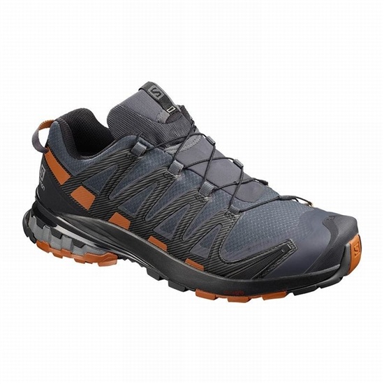Dark Blue / Black Men's Salomon XA PRO 3D V8 GORE-TEX WIDE Hiking Shoes | 248-LWZINK