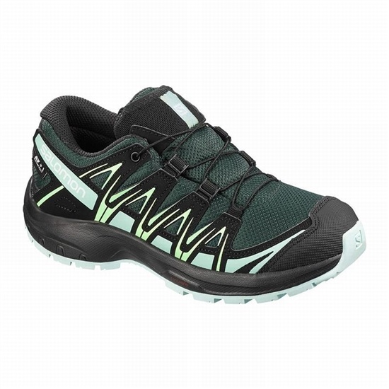 Green / Black Kids' Salomon XA PRO 3D CLIMASALOMON WATERPROOF Trail Running Shoes | 320-JMCWBP