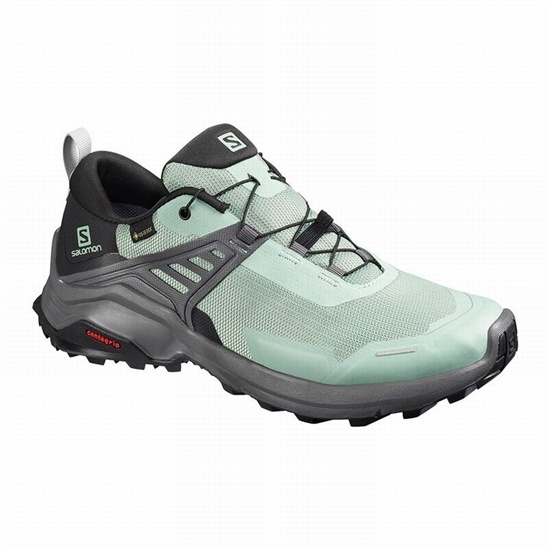 Green / Black Women's Salomon X RAISE GORE-TEX Hiking Shoes | 726-RVWXHZ