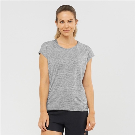 Grey Women's Salomon XA SLEEVE TECH W Short Sleeve T Shirts | 986-ZMUSEH