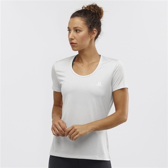Light Grey Women's Salomon AGILE Road Running Short Sleeve T Shirts | 869-YMTCQB