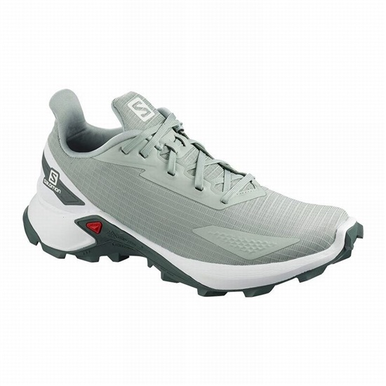 Light Turquoise Grey / White Women's Salomon ALPHACROSS BLAST Trail Running Shoes | 790-QLGPFE
