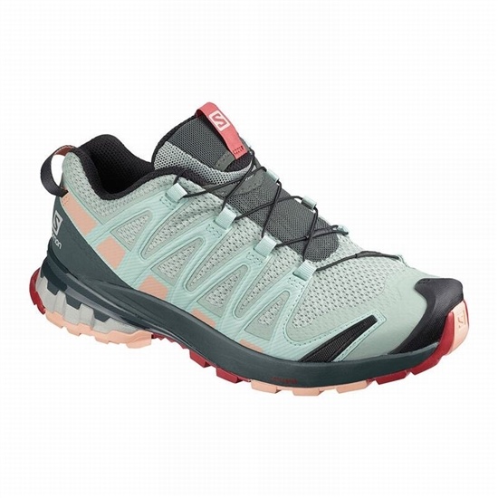 Light Turquoise Grey Women's Salomon XA PRO 3D V8 Hiking Shoes | 902-XQVKPB