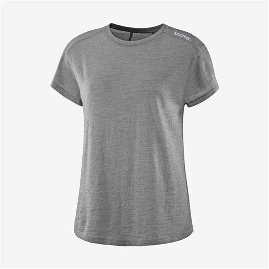 Mid Grey Women's Salomon OUTLIFE MERINO SS W Short Sleeve T Shirts | 928-KEXOSG