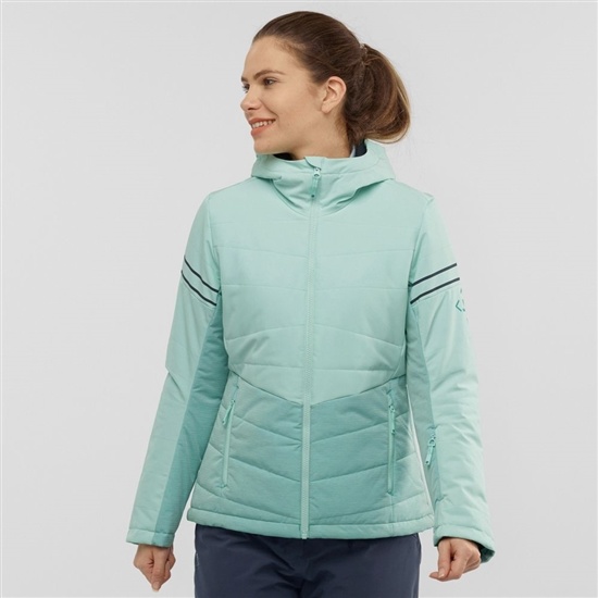 Mint Women's Salomon EDGE Woinsulated Hoodie Ski Jackets | 712-PJBELS