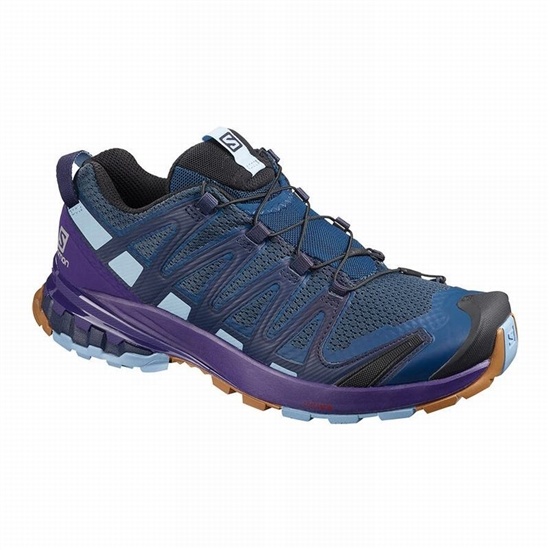 Navy / Purple Indigo Women's Salomon XA PRO 3D V8 Hiking Shoes | 674-LIPYSE
