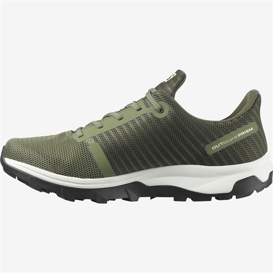 Olive Green Men's Salomon OUTBOUND PRISM GORE-TEX Hiking Shoes | 371-UVAKFS
