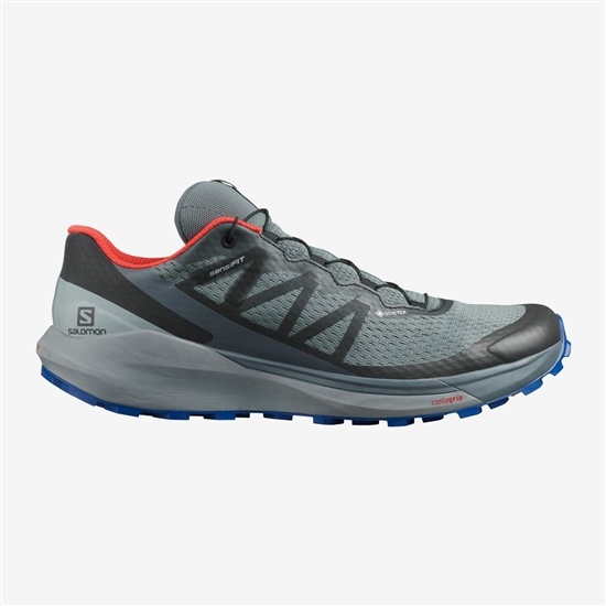Olive Green Men's Salomon SENSE RIDE 4 GORE-TEX INVISIBLE FIT Trail Running Shoes | 893-MSARYE