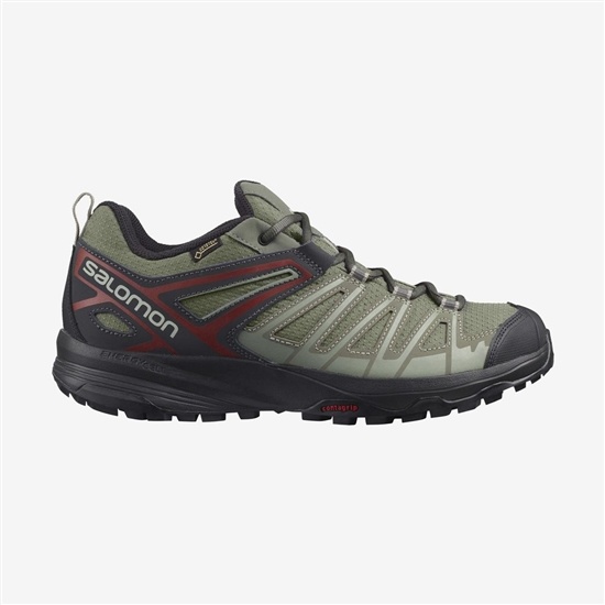 Olive Green Men's Salomon X CREST GORE-TEX Hiking Shoes | 053-NRMXSY