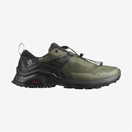 Olive Green Men's Salomon X RAISE GORE-TEX Hiking Shoes | 204-LKUIGA
