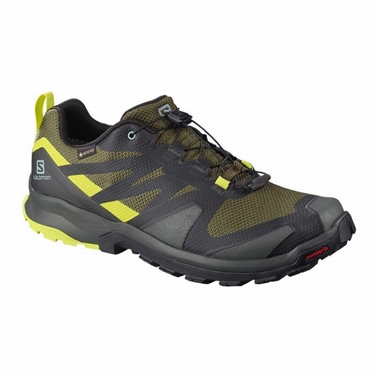 Olive / Light Yellow Men's Salomon XA ROGG GTX Hiking Shoes | 916-GXCWMQ