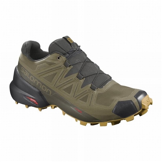 Olive Men's Salomon SPEEDCROSS 5 GORE-TEX Trail Running Shoes | 709-WQHSBJ