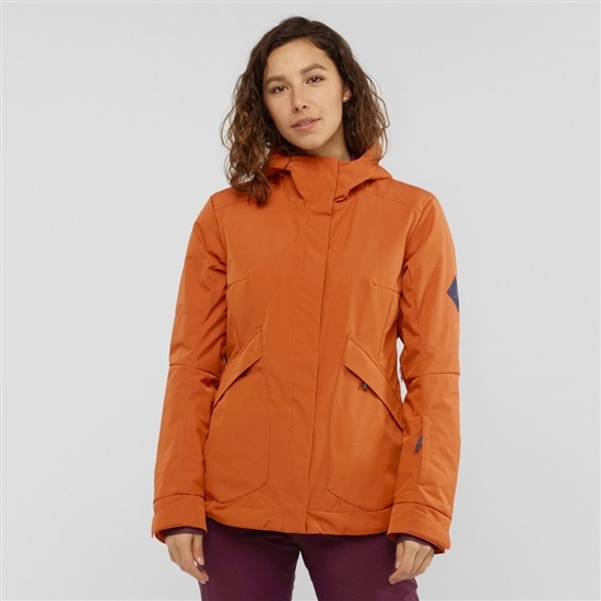 Orange Women's Salomon SNOW REBEL Ski Jackets | 518-OGUPDC