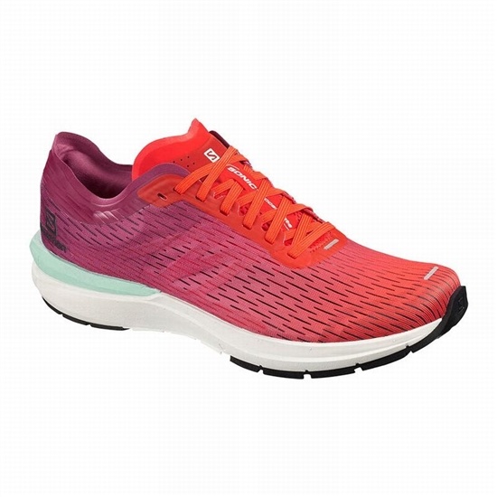 Pink / White Men's Salomon SONIC 3 ACCELERATE Running Shoes | 672-AYCLEQ