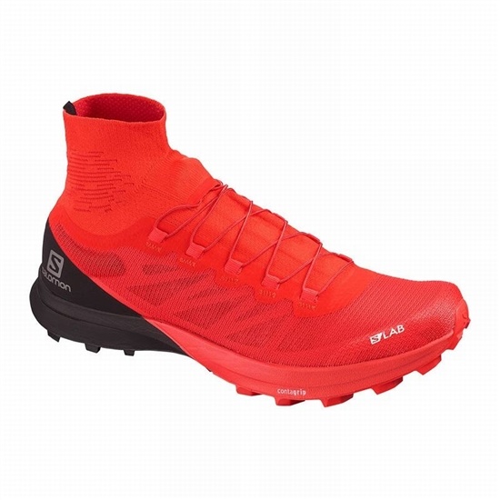 Red / Black Women's Salomon S/LAB SENSE 8 SOFTGROUND Trail Running Shoes | 319-ZDGOBN
