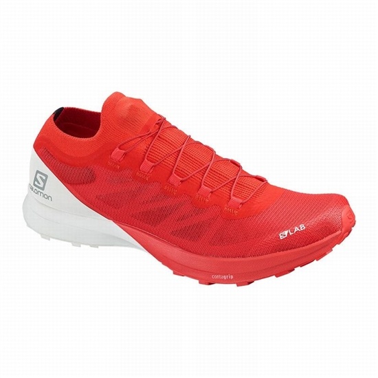 Red / White Men's Salomon S/LAB SENSE 8 Trail Running Shoes | 205-DEVPLH
