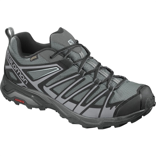 Silver / Black Men's Salomon X ULTRA 3 PRIME GTX Hiking Shoes | 025-VISURL