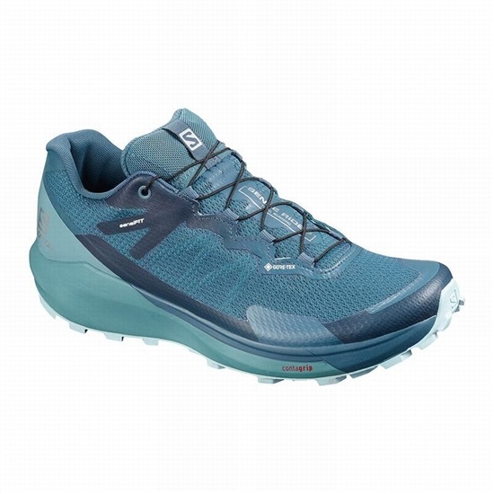Turquoise / Blue Women's Salomon SENSE RIDE 3 GTX INVIS. FIT W Running Shoes | 874-IUECTK