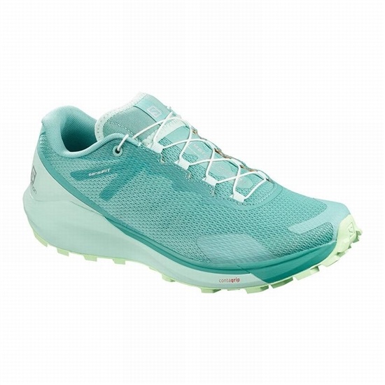 Turquoise / Green Women's Salomon SENSE RIDE 3 W Running Shoes | 216-MPUATH