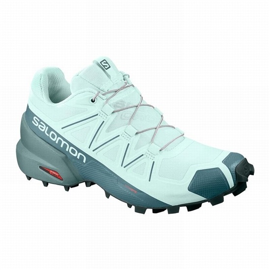 Turquoise / Green Women's Salomon SPEEDCROSS 5 Trail Running Shoes | 124-PGQWAM