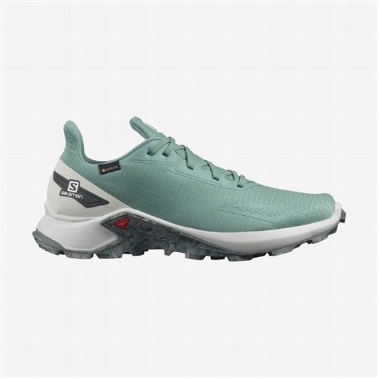 Turquoise Men's Salomon ALPHACROSS BLAST GTX Trail Running Shoes | 987-ZNUVQC