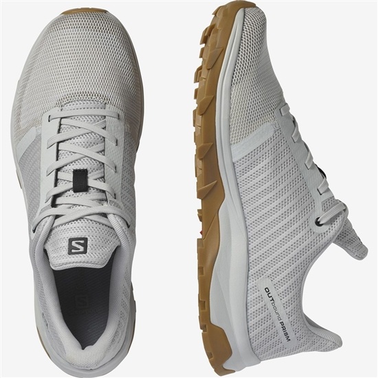 White Men's Salomon OUTBOUND PRISM Hiking Shoes | 126-RKEVZJ